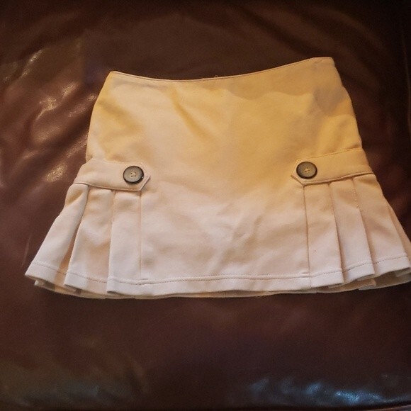 NWT KC Parker Girls Tan Knit Pleated Preppy Skort sz 7 - Picture 2 of 4